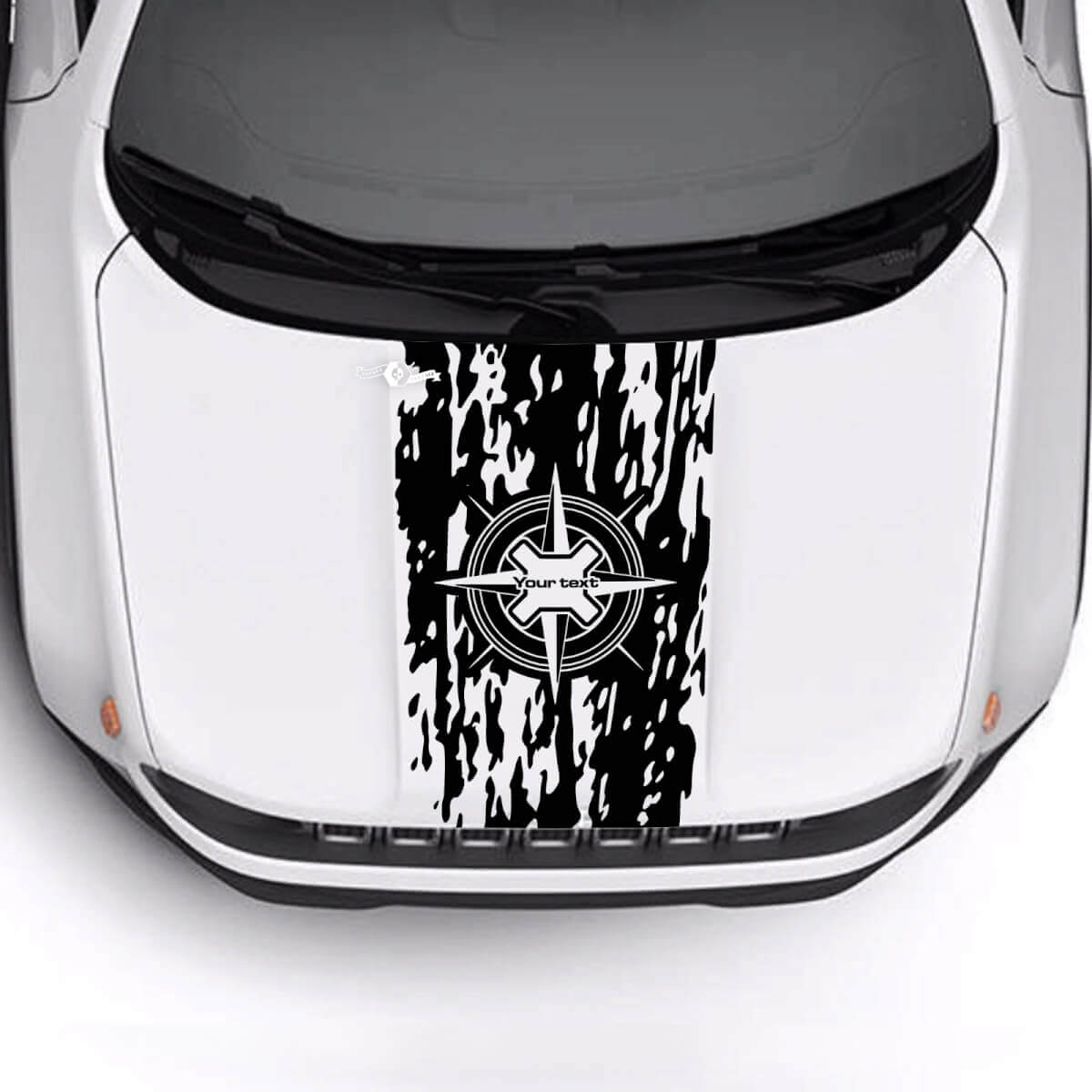 Custom Text Compass Battered Destroyed Flag Hood Vinyl Decal Sticker for Jeep Renegade Trailhawk