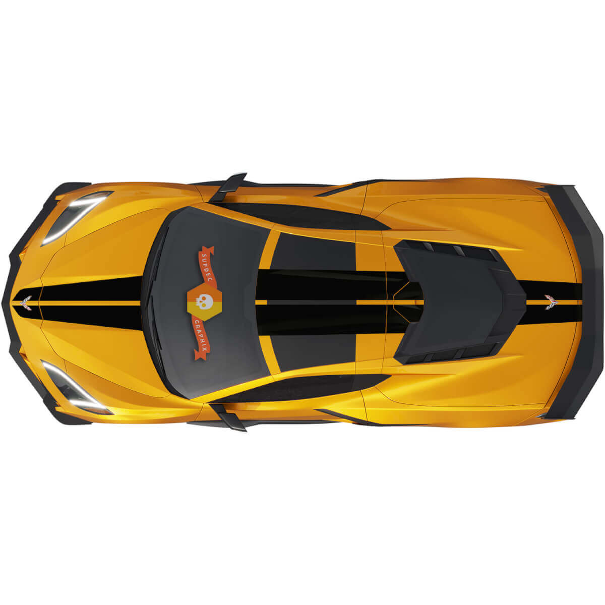Full-Length Hood Roof Rear Racing Stripes Vinyl Decal Kit for Chevrolet Corvette C8