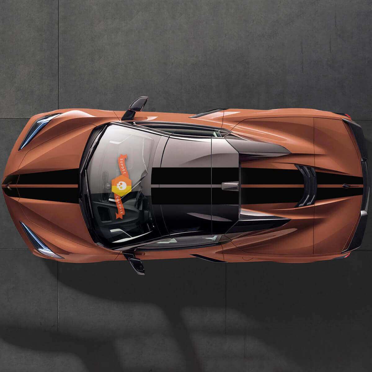 Dual Racing Stripes Top Side Vinyl Decal Kit for Chevrolet Corvette C8