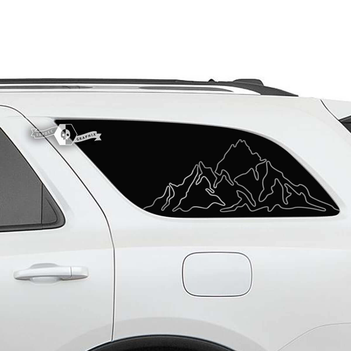 Pair Side Rear Window Mountains Outline Decal Vinyl Stickers for Dodge Durango