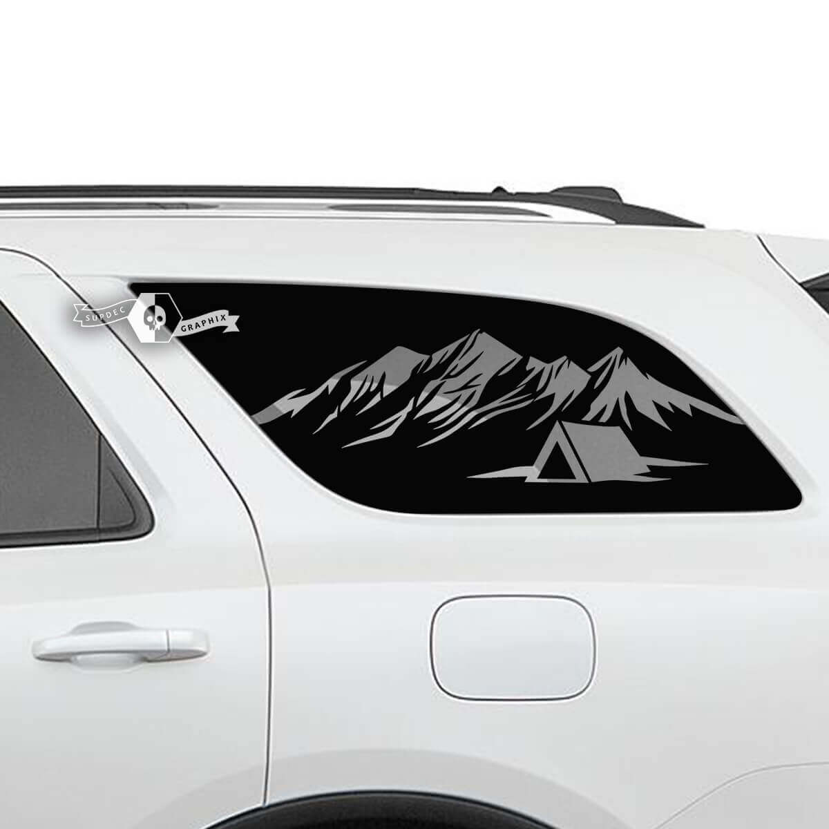 Pair Side Rear Window Mountains Hut Decal Vinyl Stickers for Dodge Durango