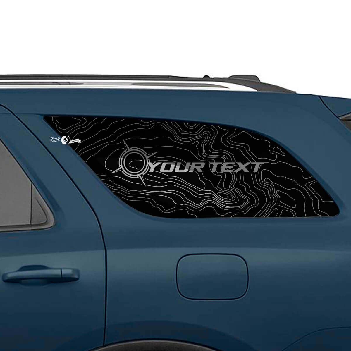 Topographic Map and Mark Rear Side Window Vinyl Decals Kit for Dodge Durango