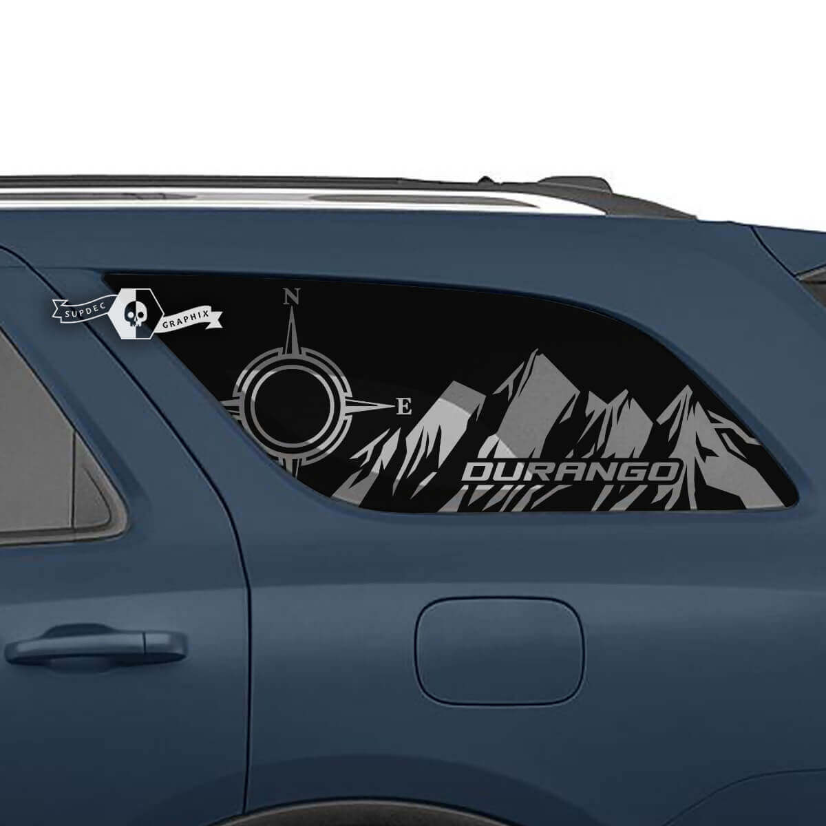 2x Side Rear Window Mountains Compass Decal Vinyl Stickers for Dodge Durango