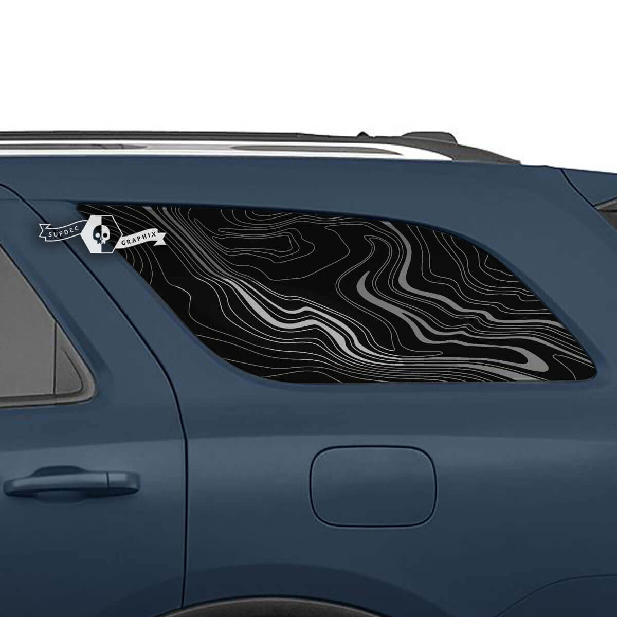 Pair Side Rear Window Topographic Map Decal Vinyl Stickers for Dodge Durango