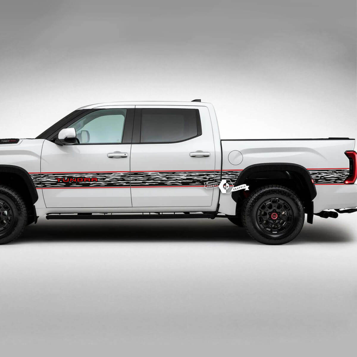 Pair Toyota Tundra Vintage Doors Bed Side Rear Fender Destroyed Grange Stripes Trim Vinyl Stickers Decal 2 Colors