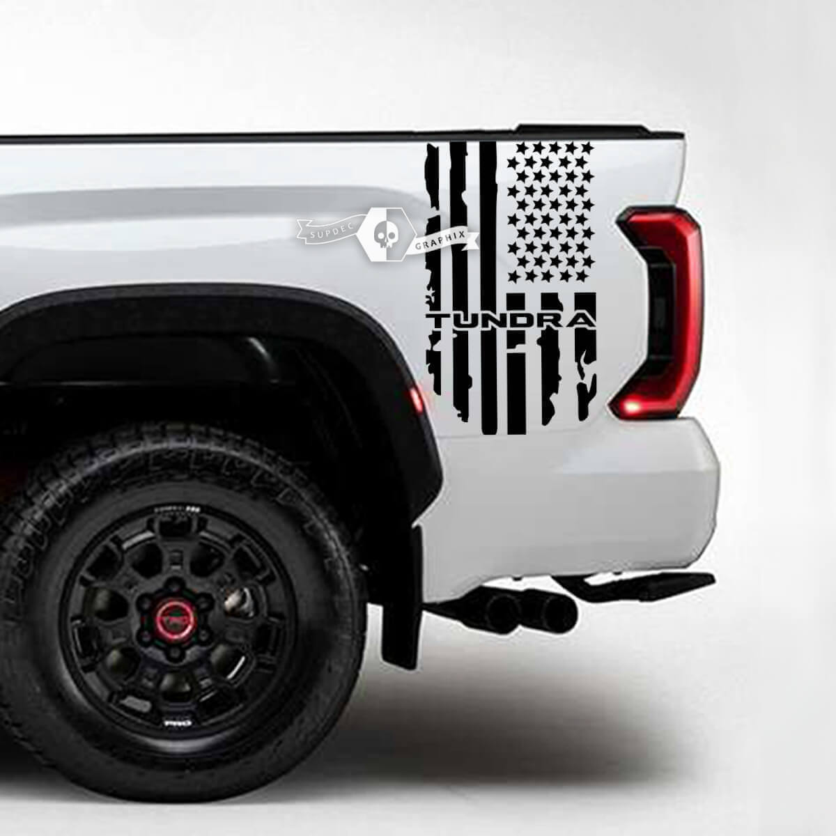 Distressed USA Flag Bed Side Vinyl Decals Pair for Toyota Tundra