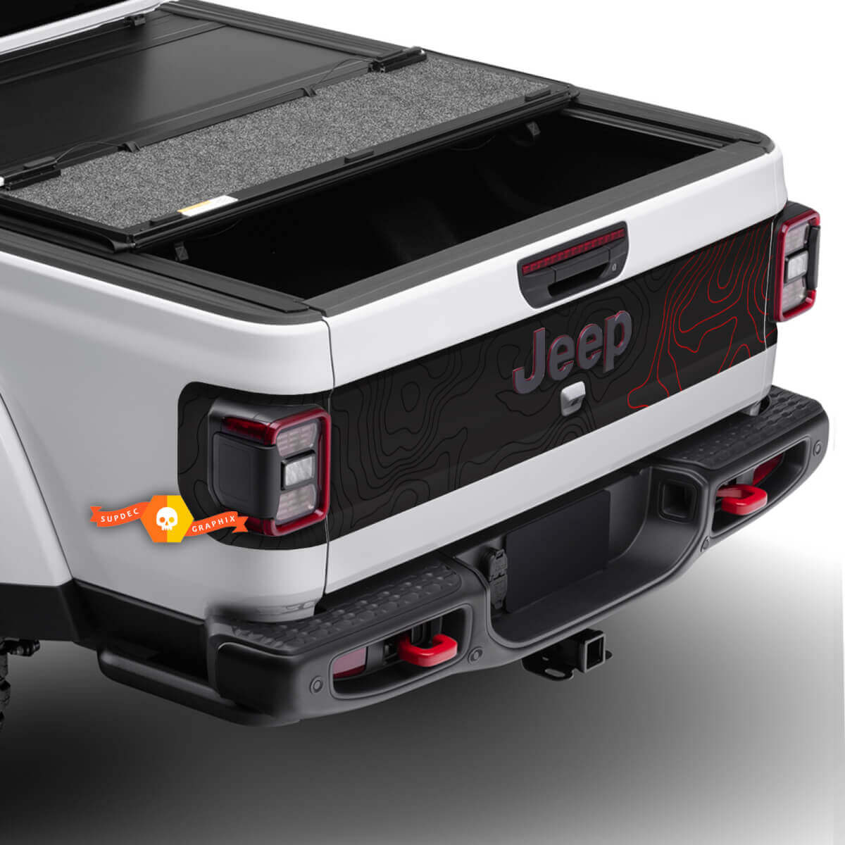 Topographic Map Door Trunk Tailgate Stickers Decals Vinyl Graphics 3 Colors for Jeep Gladiator