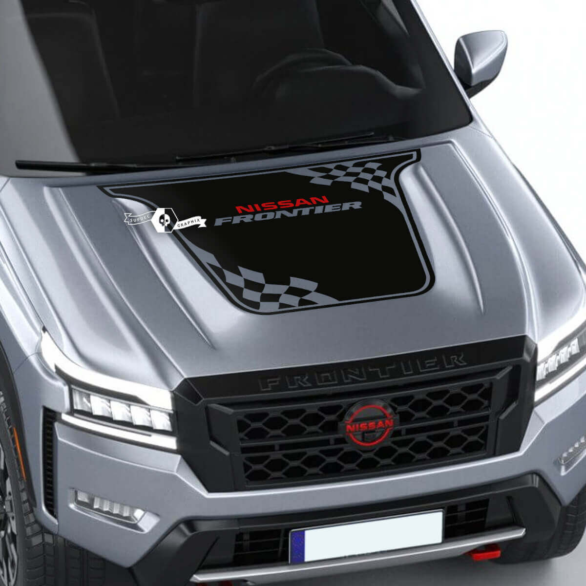 Nissan Frontier S SV Pro-4x Hood Decal Vinyl Checkered Flag Off Road Blackout Graphic Decals Sticker 2 Colors