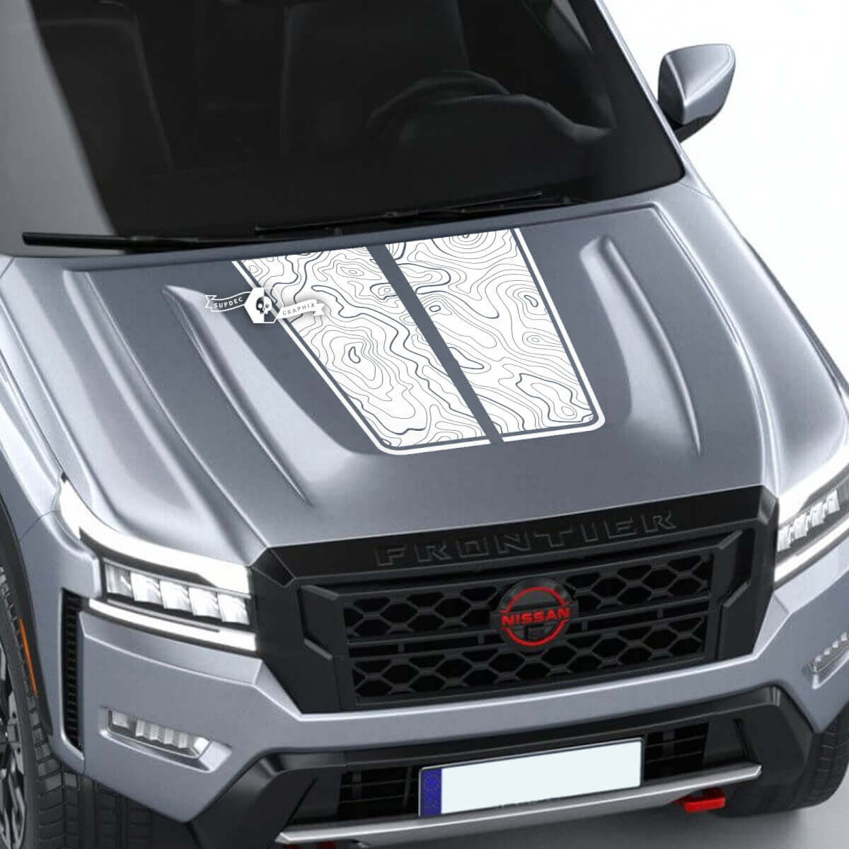 Nissan Frontier S SV Pro-4x Hood Decal Vinyl Topographic Map Contour Lines Off Road Dual Blackout Graphic Decals Sticker