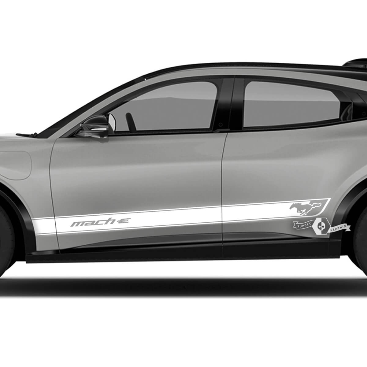 Pair Ford Mustang MACH-E MACH E Rocker Panel Logo Stripes Side Door Decal vinyl stickers