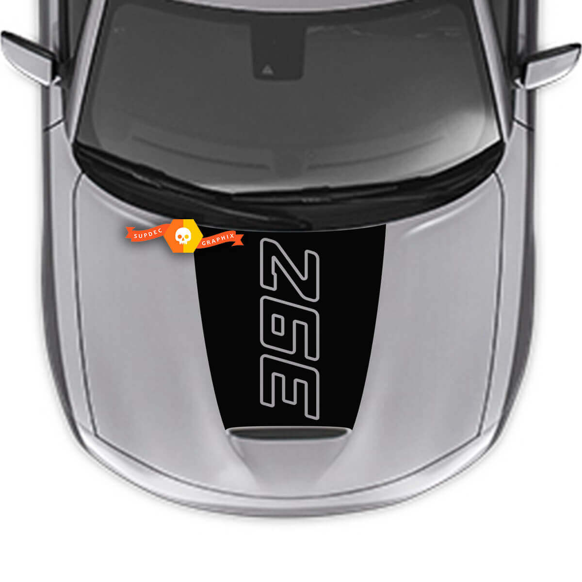 392 Outline Center Blackout Hood Vinyl Decal Sticker for Dodge Charger 2015-2024
