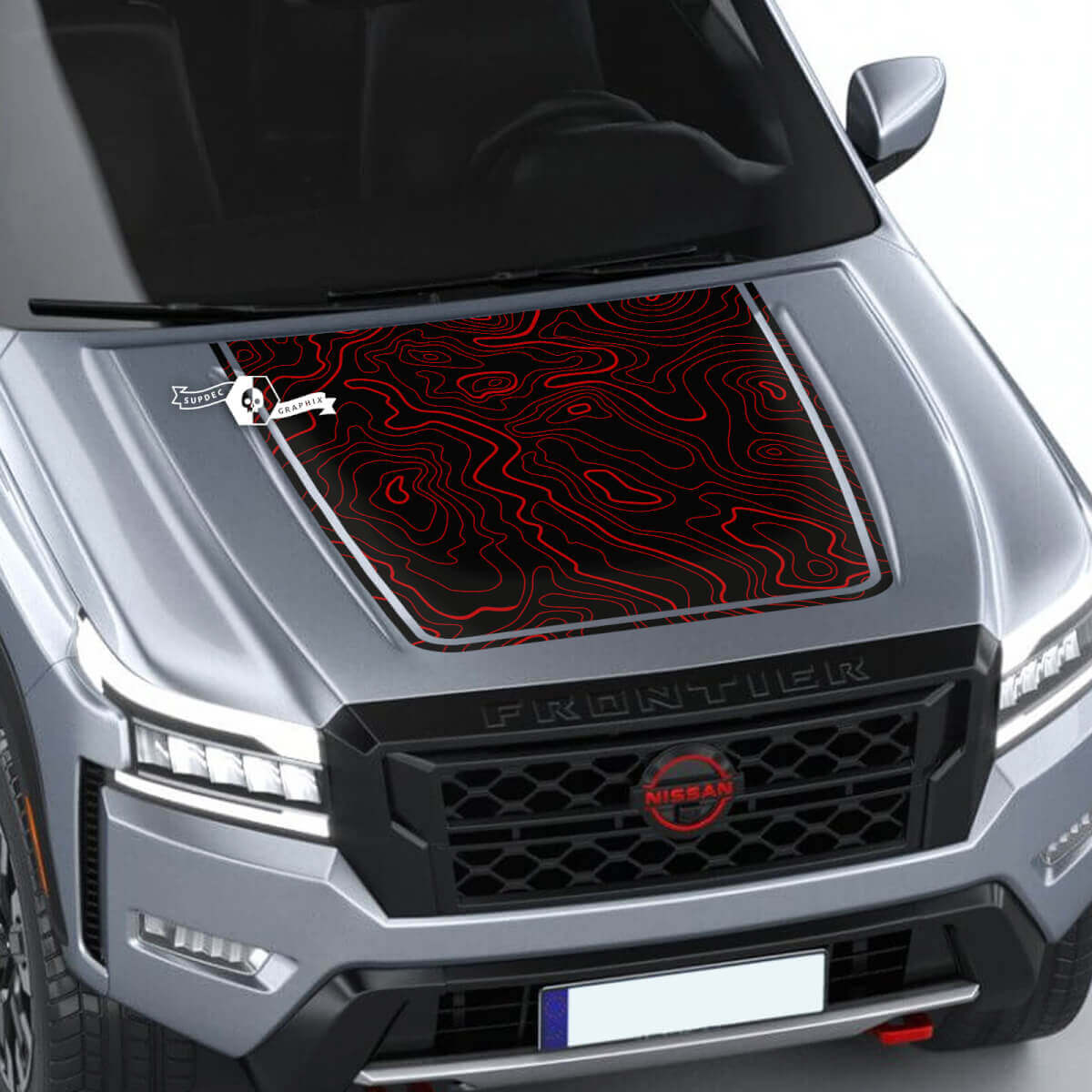 Nissan Frontier 2024 Pro-4x Hood Decal Vinyl Topographic Map Blackout Graphic Decals Sticker