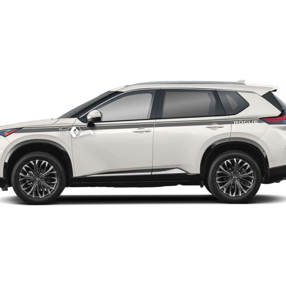 Pair Nissan Rogue Front Fender Side Up Door Rear Fender Trim Logo Stripes Sticker Decal Vinyl Graphic 