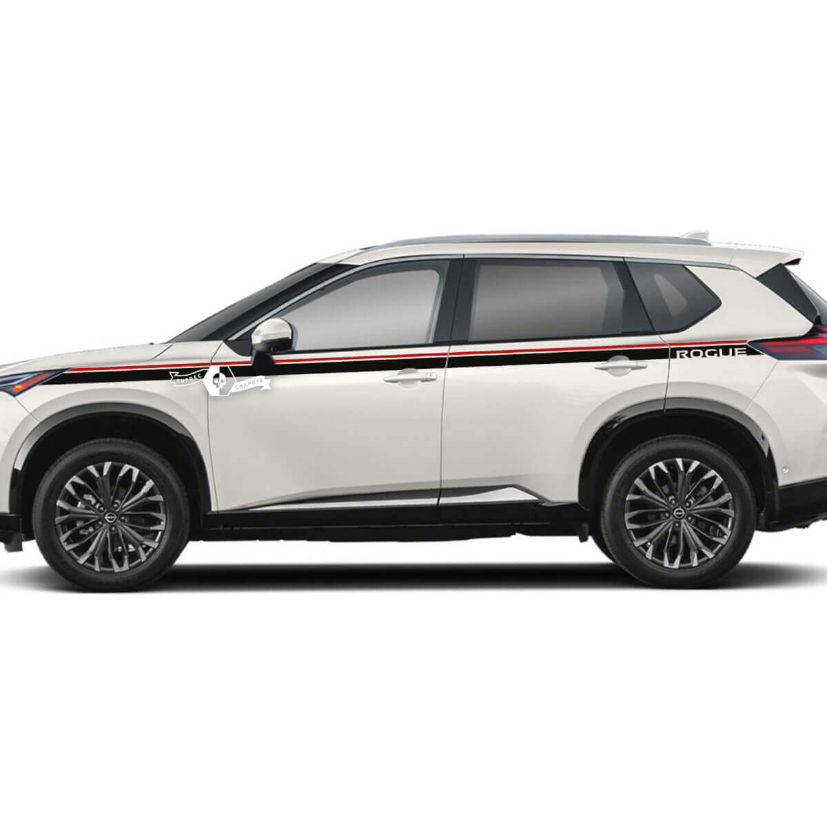 Pair Nissan Rogue Front Fender Side Up Door Rear Fender Trim Logo Stripes Sticker Decal Vinyl Graphic 2 Colors