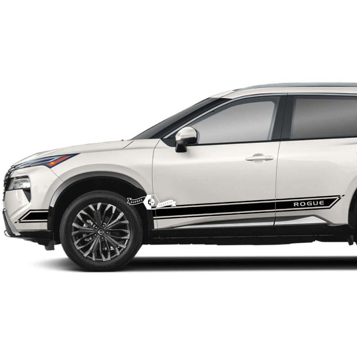 Pair Nissan Rogue Side Door Rocker Panel Outline Trim Stripes Sticker Decal Vinyl Graphic 
