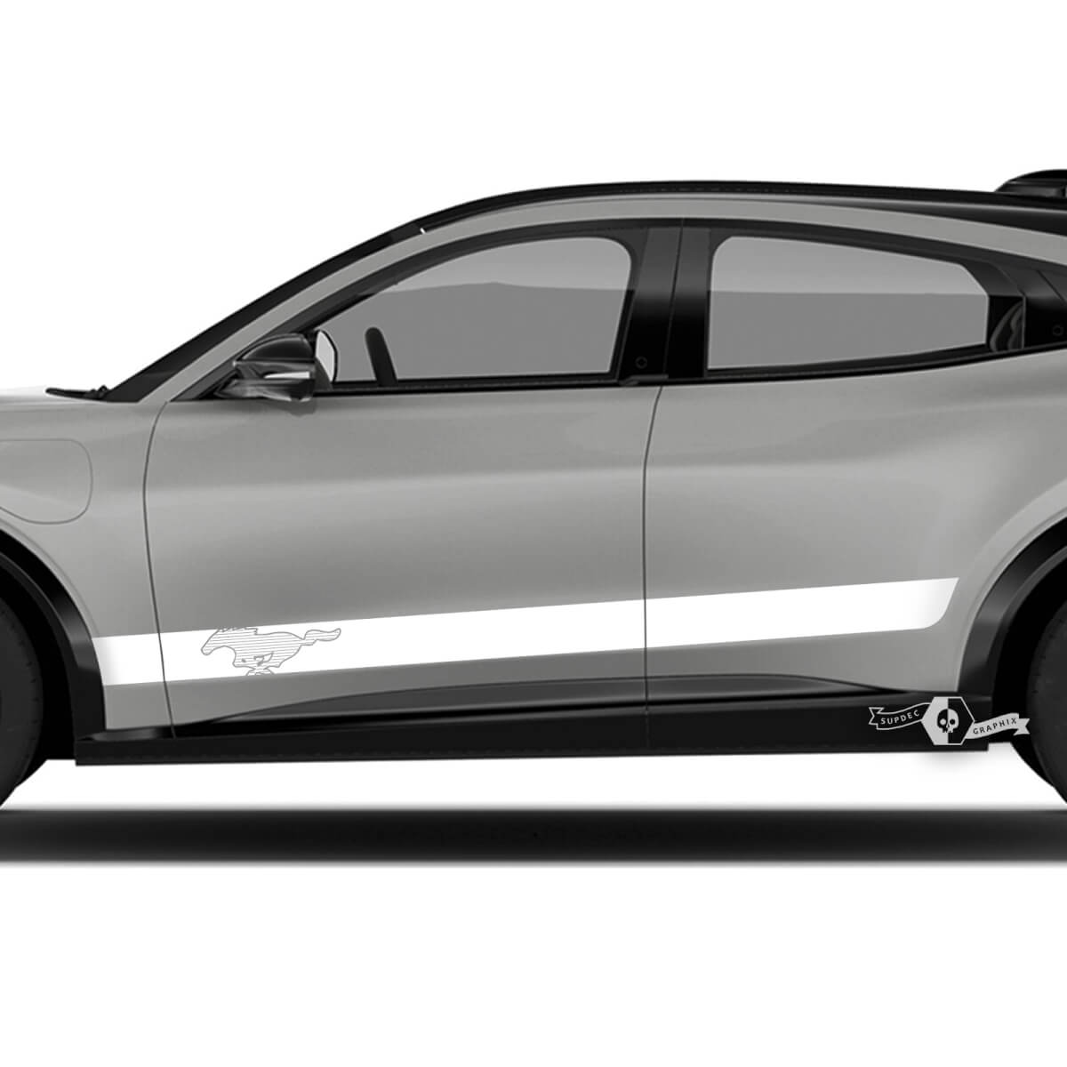 Pair Ford Mustang MACH-E MACH E Logo Rocker Panel Stripes Side Door Decal vinyl stickers