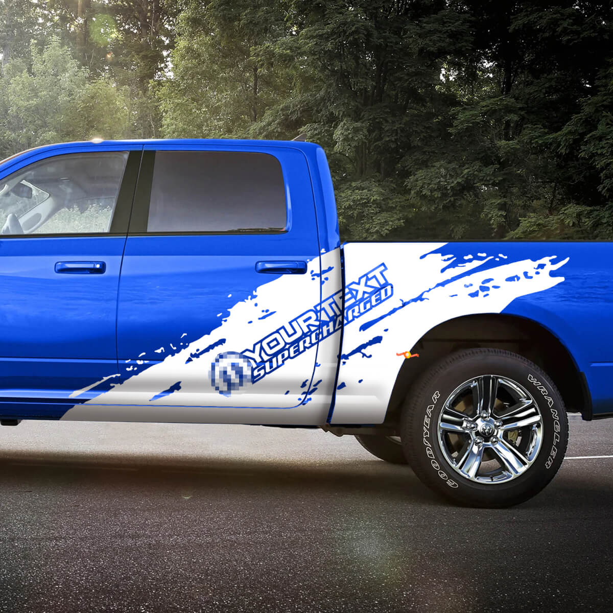 Supercharged Mopar Style Side Vinyl Decal Kit for Dodge Ram 1500