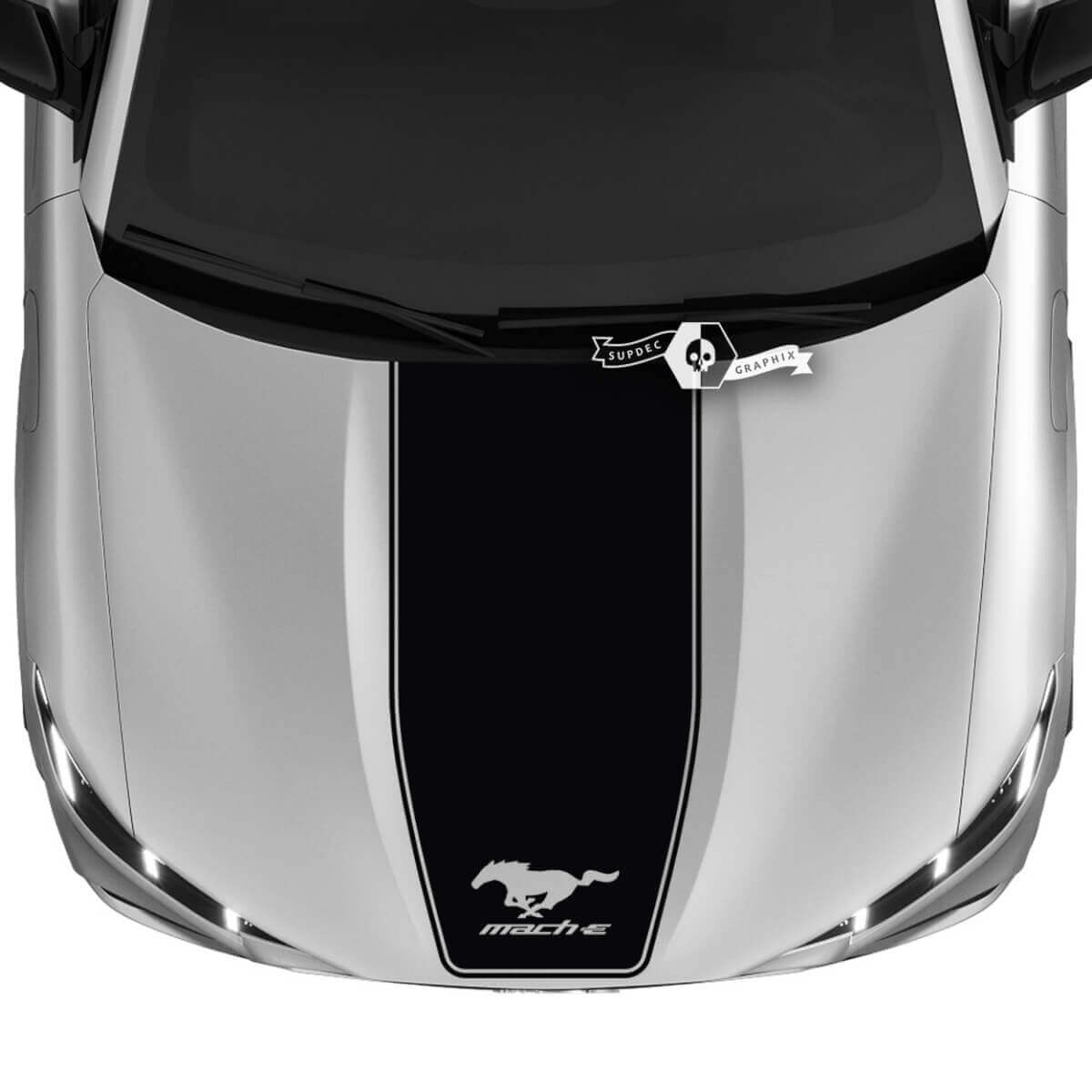Hood Logo Outline Decal Vinyl Stickers for Ford Mustang Mach-E