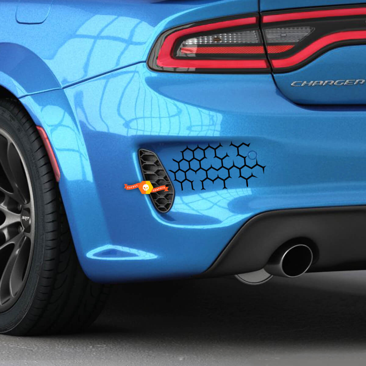 Pair Honeycomb Trunk Vinyl Decals Graphics Stickers for Dodge Charger