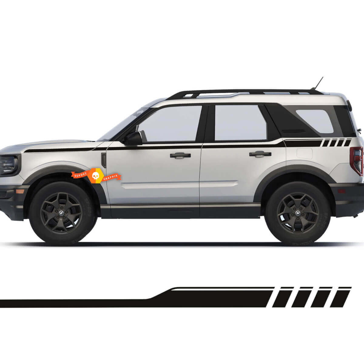 Pair of 2 Top Doors Side Stripe Decals Stickers for Ford Bronco