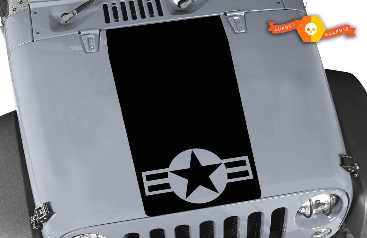 USAF Star Blackout Hood Vinyl Decal for Jeep Wrangler TJ LJ JK Unlimited