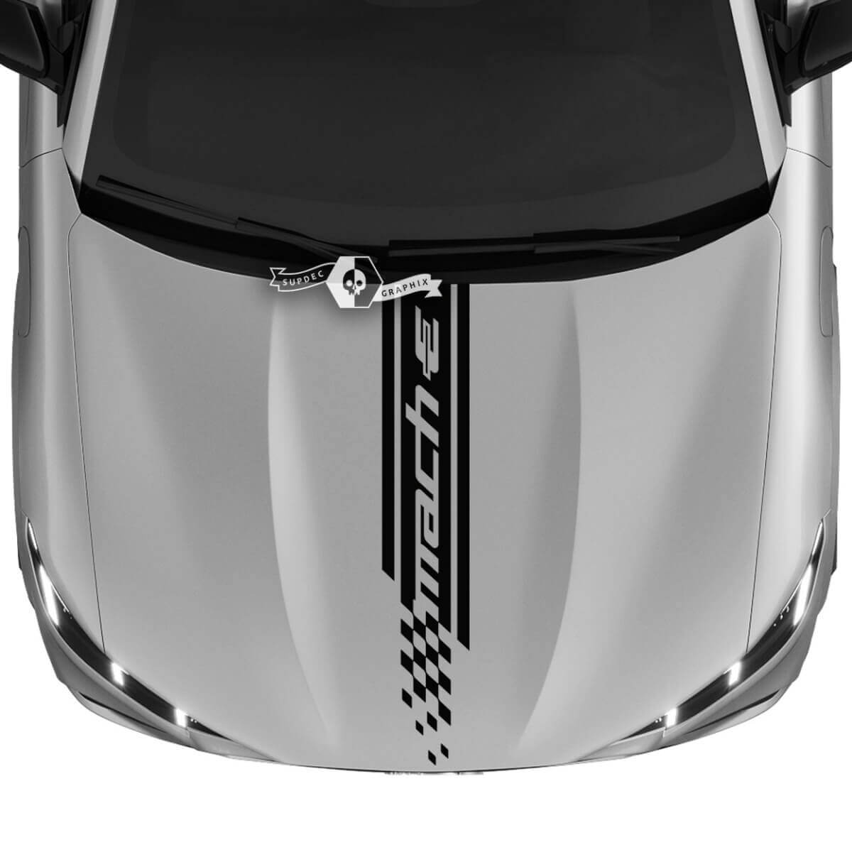 Hood Checkered Stripe Decal Vinyl Sticker for Ford Mustang Mach-E