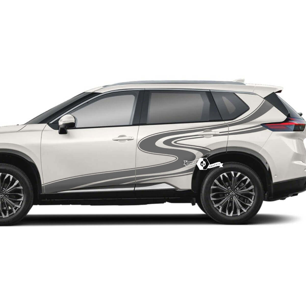 Pair Nissan Rogue Side Door Rear Fender Stripes Winding Road Sticker Decal Vinyl Graphic