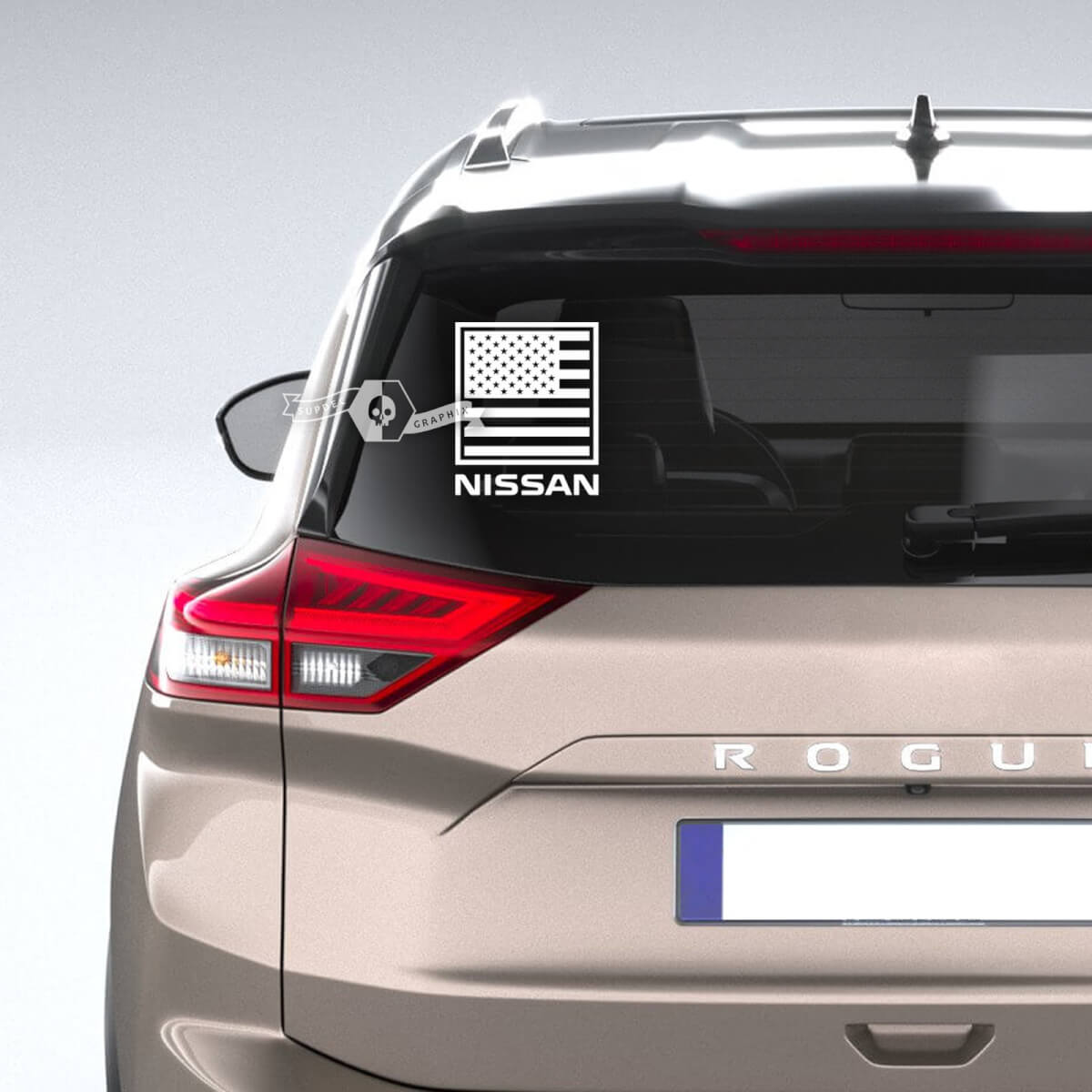 Nissan US USA American Flag Patriotic Rear Window Vinyl Decal Sticker Graphic
