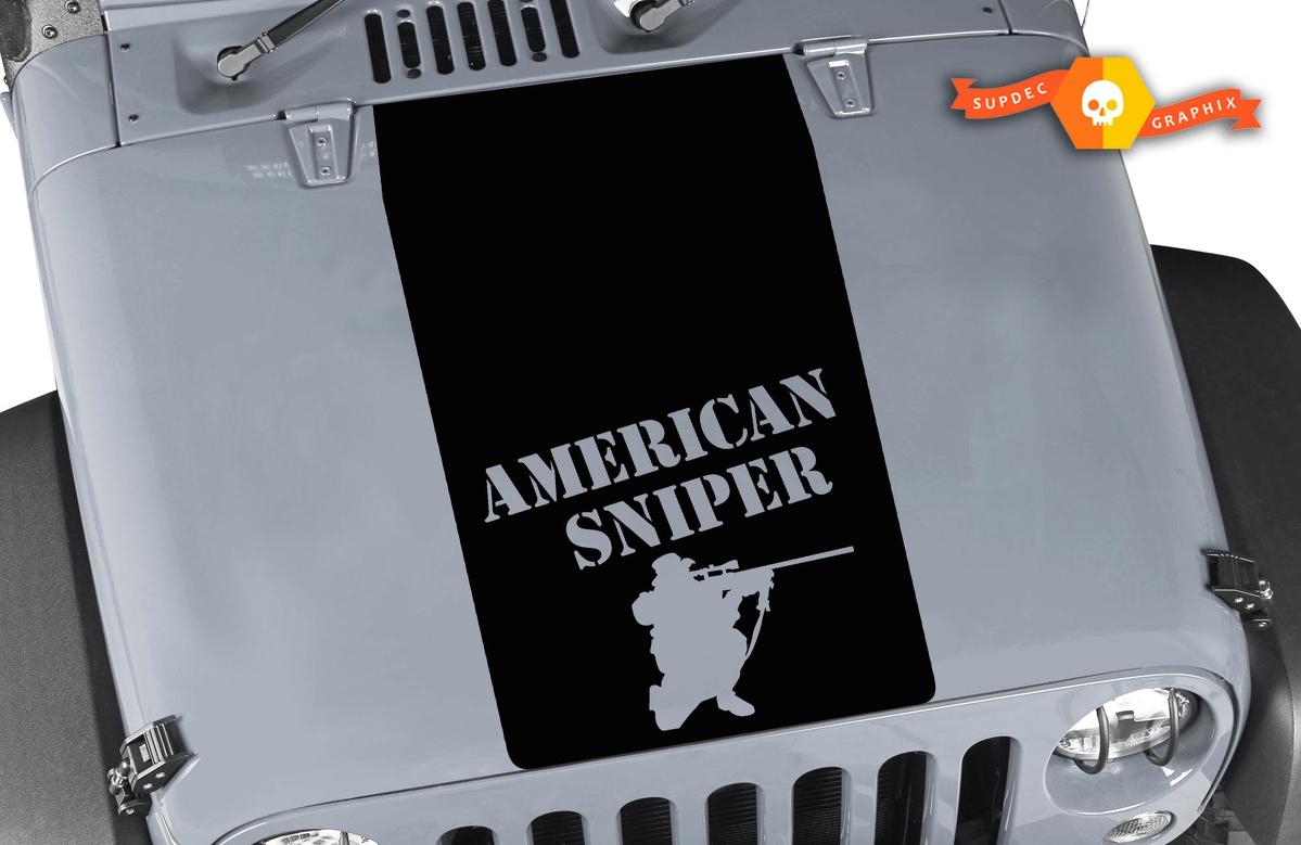 Jeep Wrangler Blackout Amerikanischer Scharfschütze Vinyl Hood Aufkleber TJ LJ JK Unlimited
