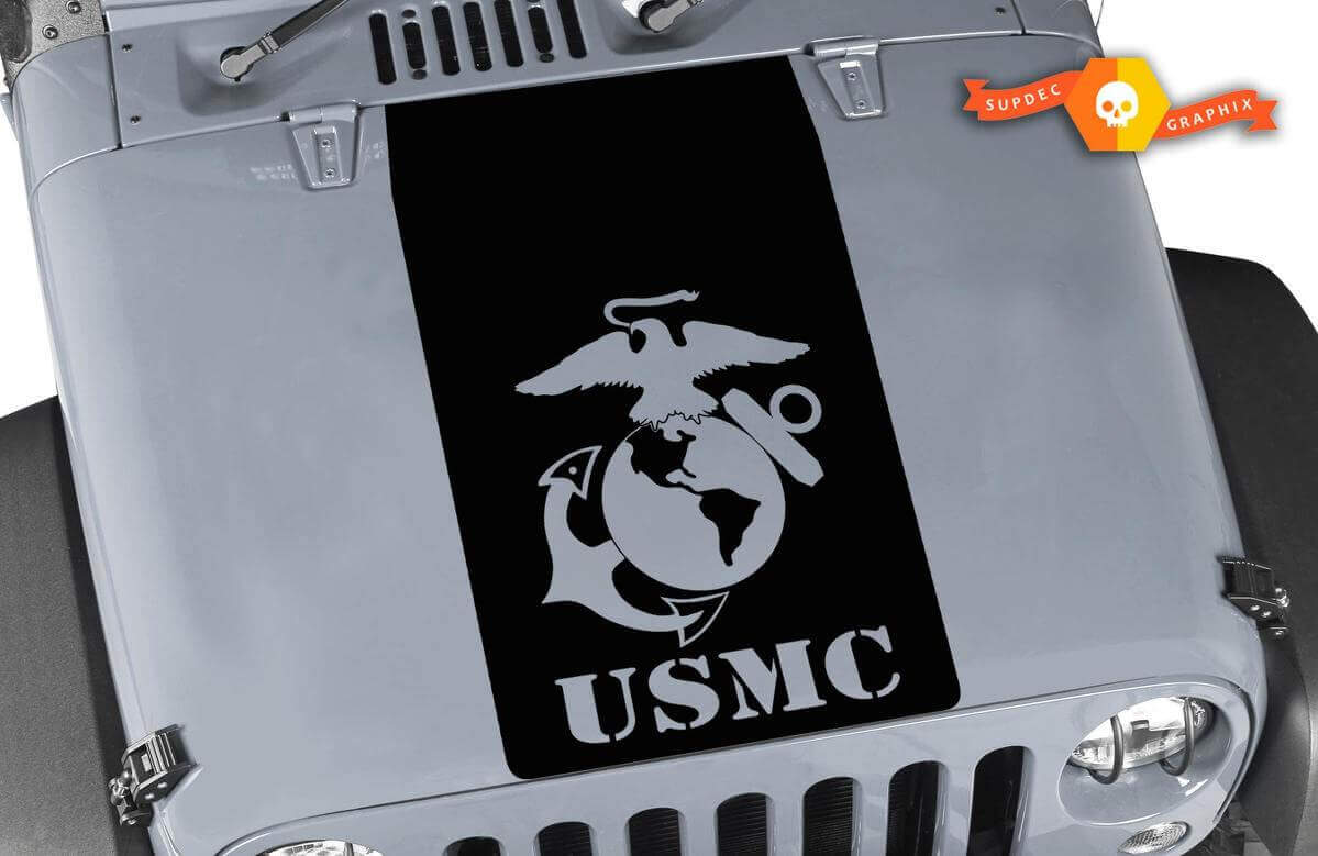 USMC Blackout Hood Vinyl Decal for Jeep Wrangler TJ LJ JK Unlimited