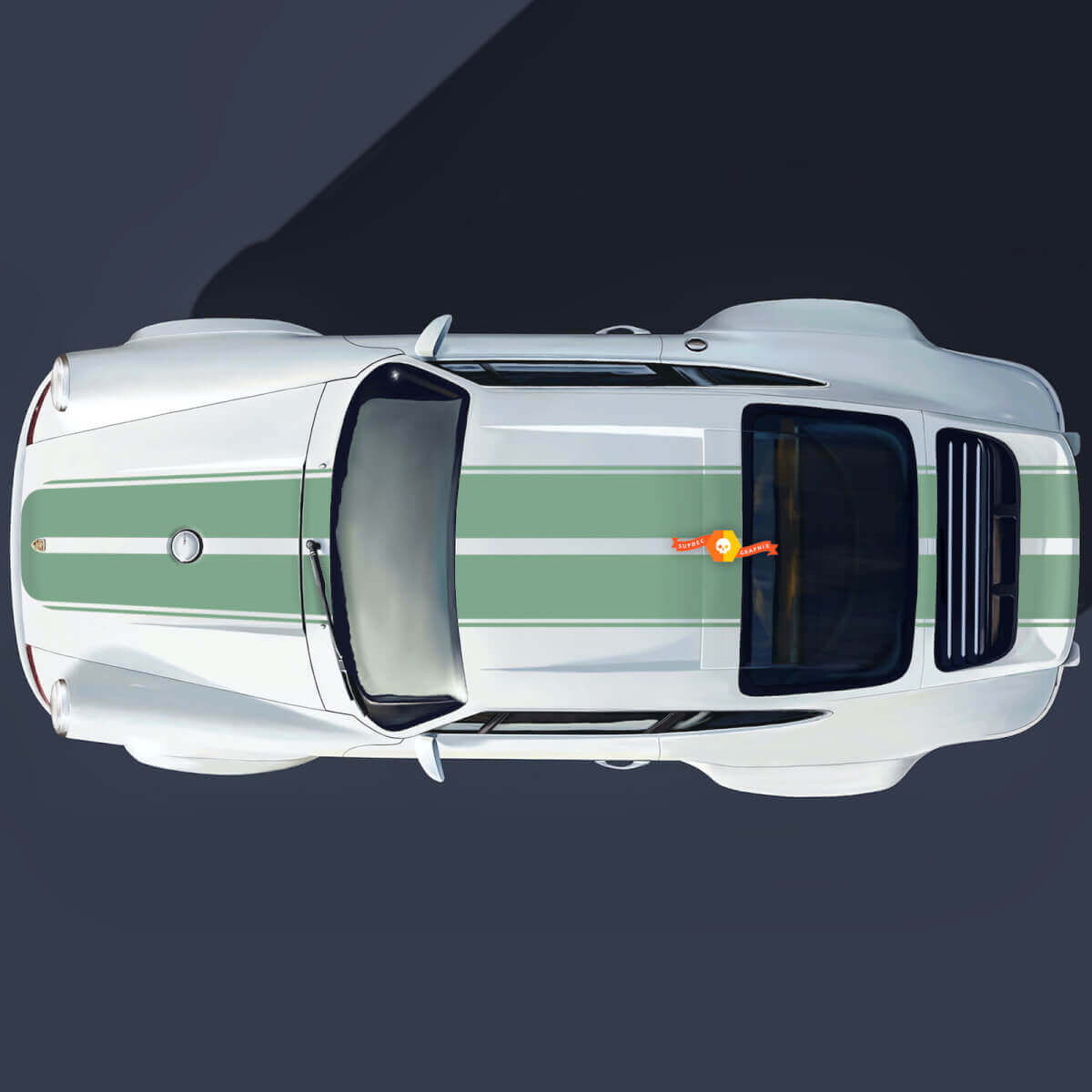 Porsche 964 Singer Turbo Study Style with wide central stripes