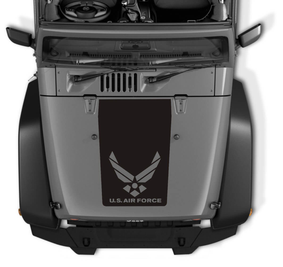 US Air Force Logo Blackout Hood Vinyl Decal for Jeep Wrangler