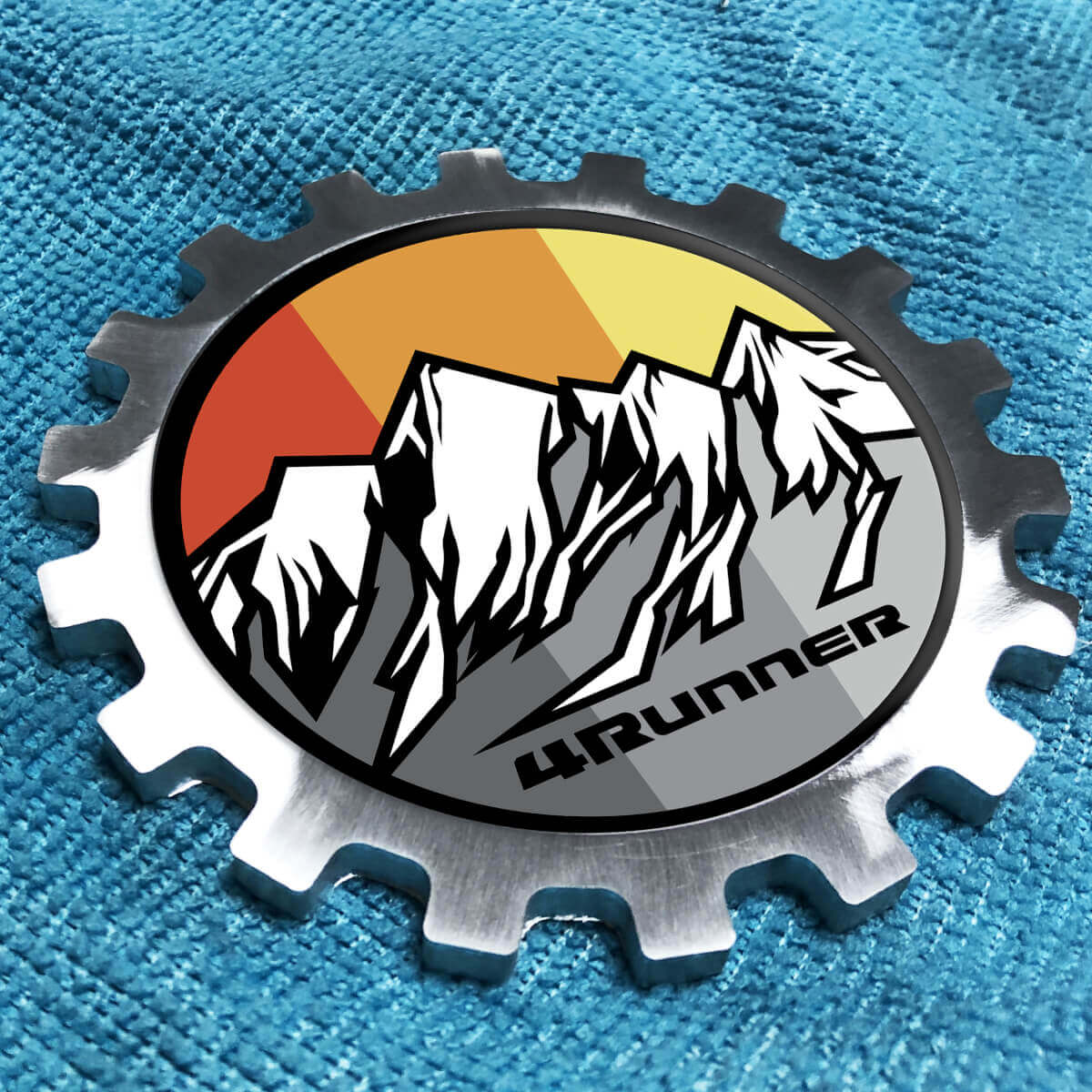 Toyota 4Runner Grey Mountains Vintage Metal Aluminum Badge Bedside Gear Emblem Aluminium