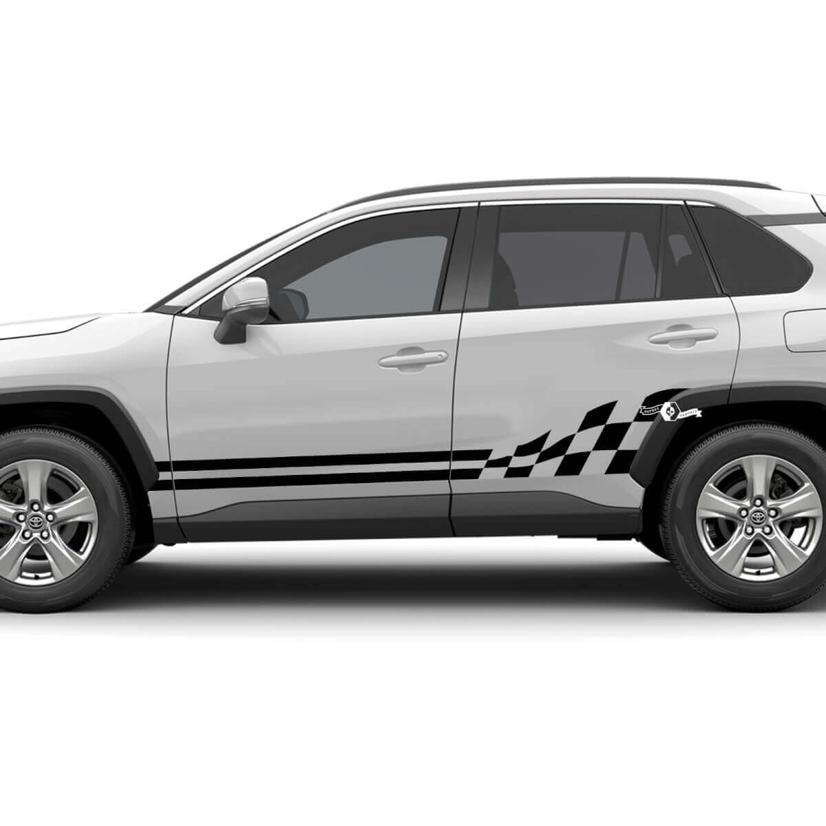 Side Lower Panel rocker Panel Checkered Flag Graphics Sticker Kit fits Toyota RAV4 vinyl decal