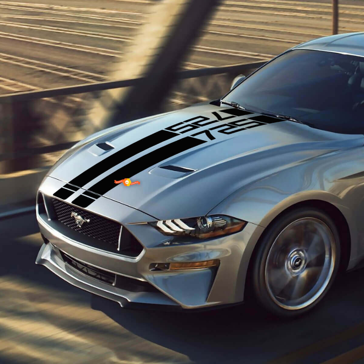 Hood Rocket V8 725 Stripes Vinyl Decal Graphics Sticker for Ford Mustang