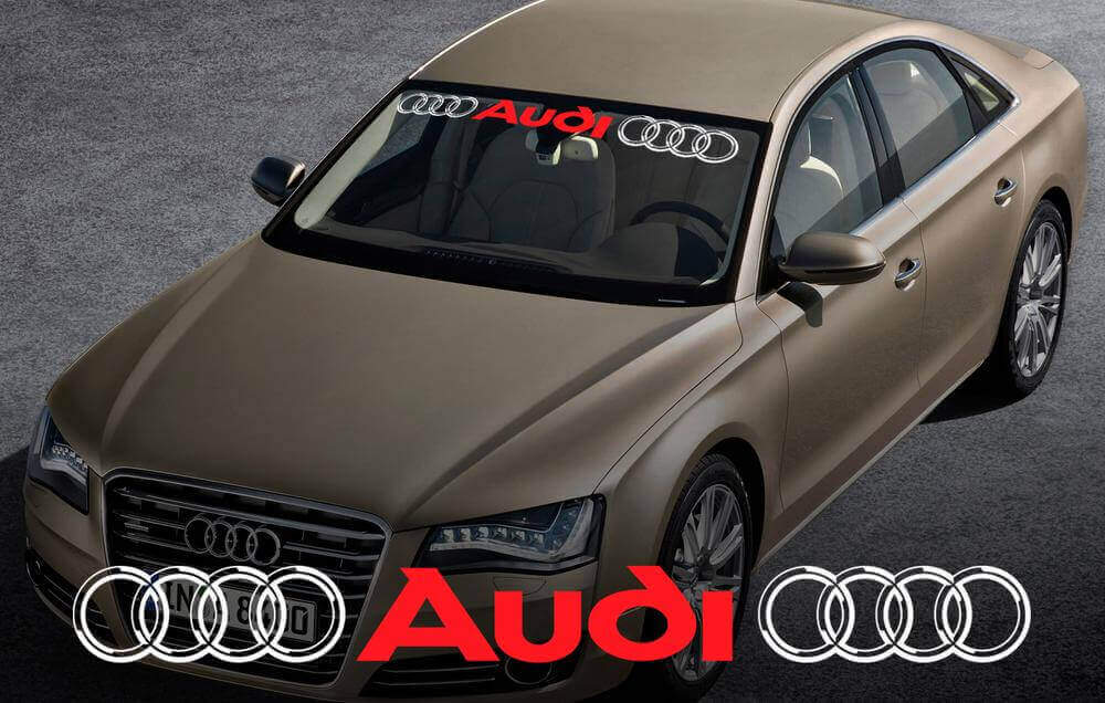 Audi with Rings Windshield Banner Vinyl Decal for Audi Vehicles