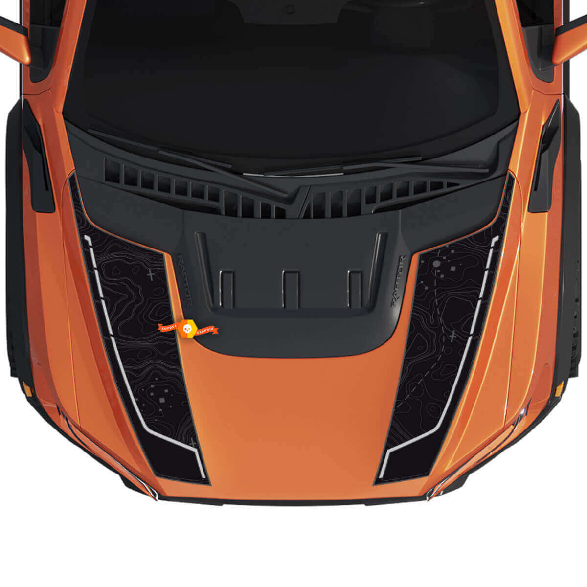 Hood Topographic Map Stripes Vinyl Decal Graphics Sticker Kit for Musclecar truck power truck