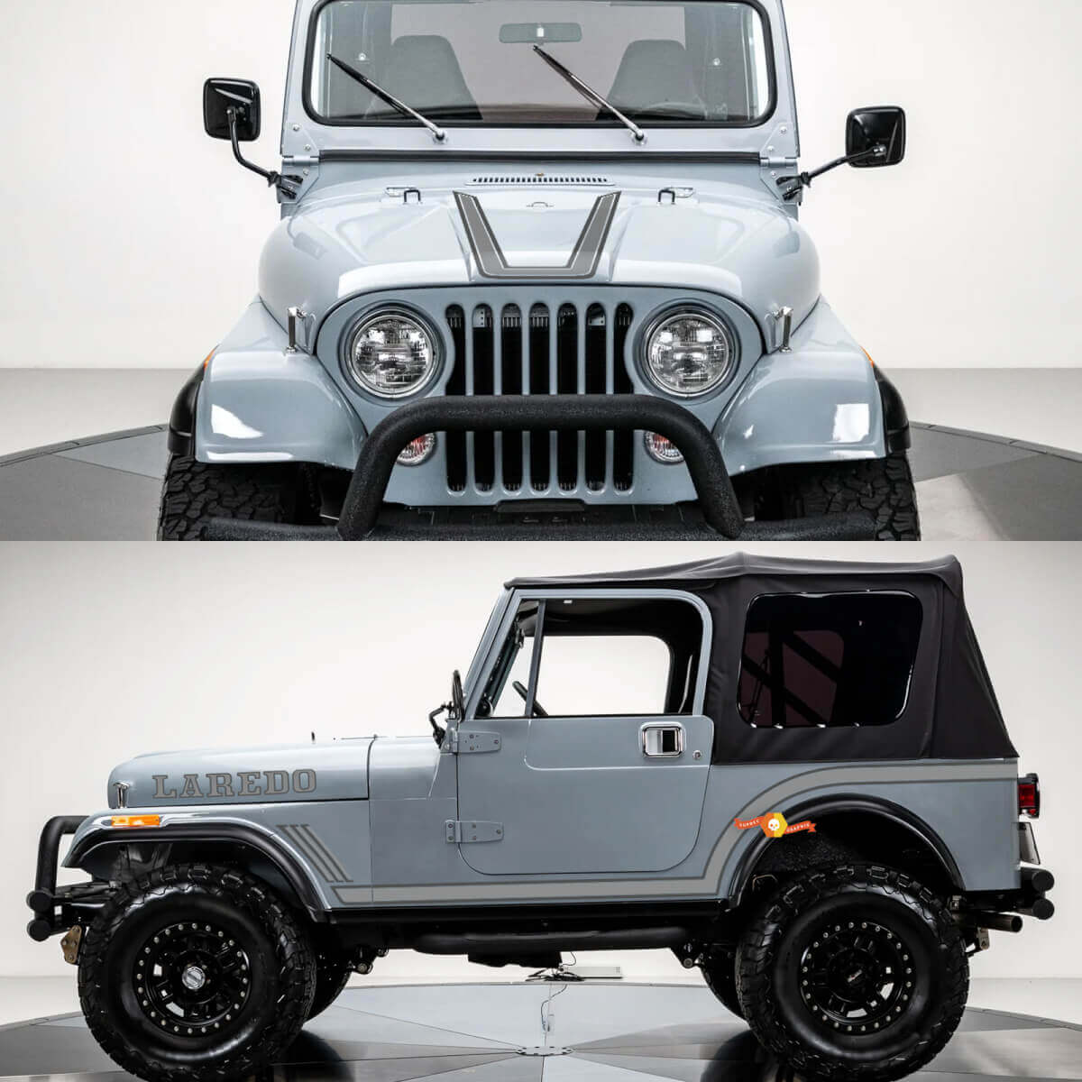 Laredo Side and Hood Stripes Vinyl Decals Kit for Jeep CJ7