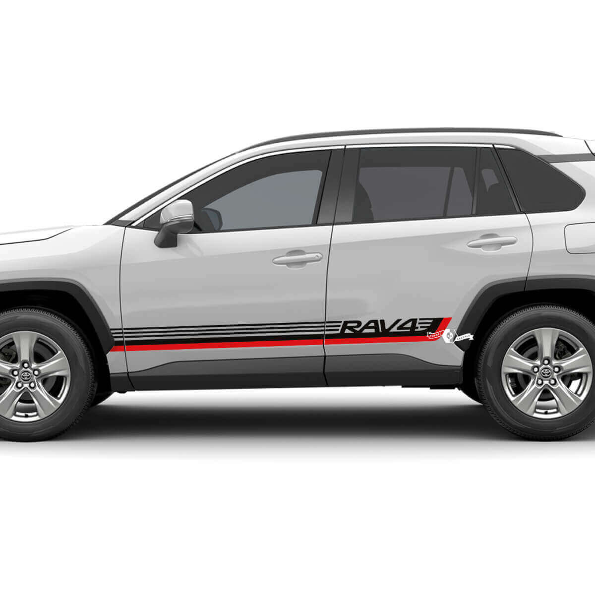 Side Racing Logo Stripes Vinyl Decal Graphic Sticker For Toyota RAV4