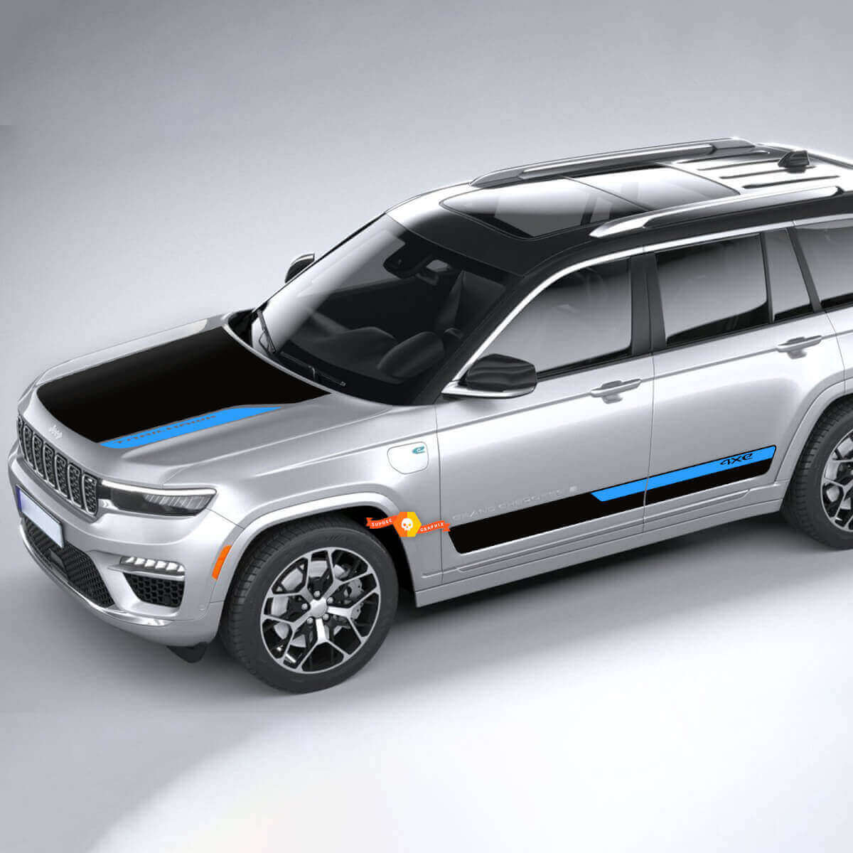 4xe Hood and Side Door Graphics Decal Kit for Jeep Grand Cherokee