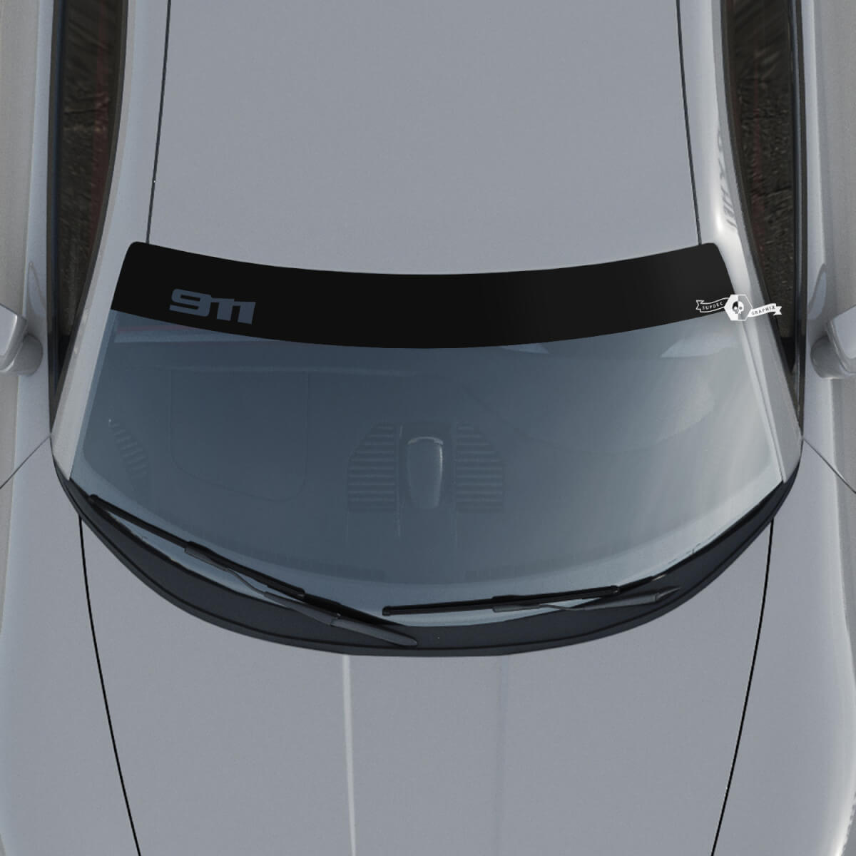 Porsche 911 Logo Windshield with Background Stripes Kit Decal Sticker