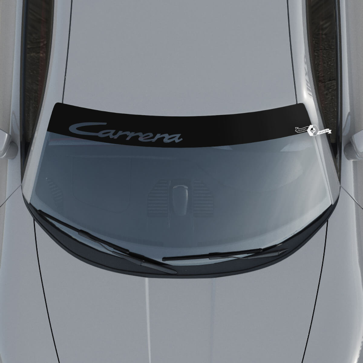 Porsche Carrera Logo Windshield with Background Stripes Kit Decal Sticker
