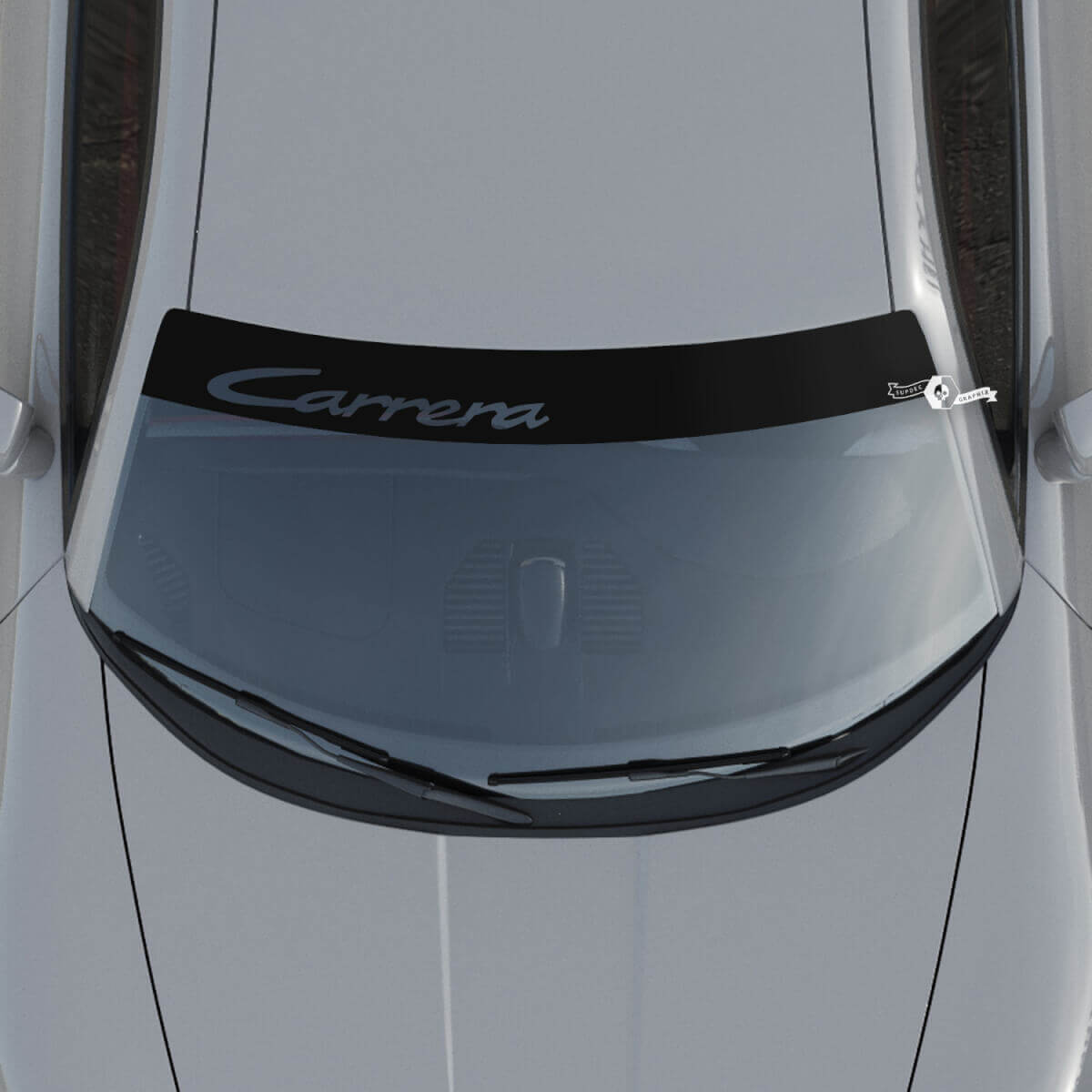 Porsche Carrera Logo Windshield with Background Stripes Kit Decal Sticker