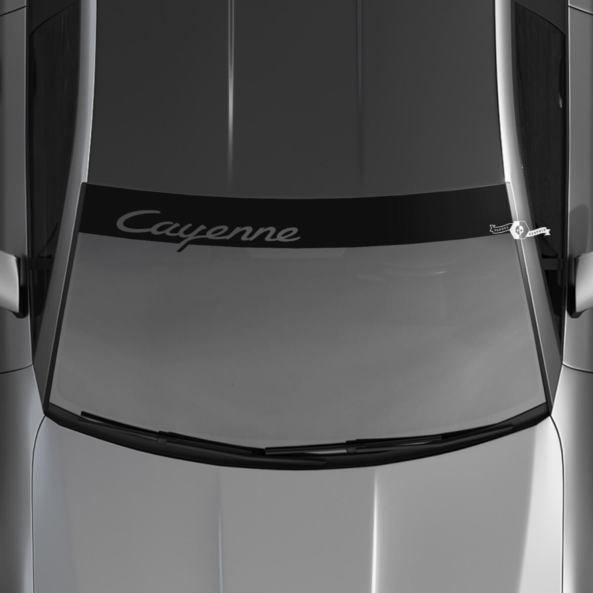 Porsche Cayenne Logo Windshield with Background Stripes Kit Decal Sticker