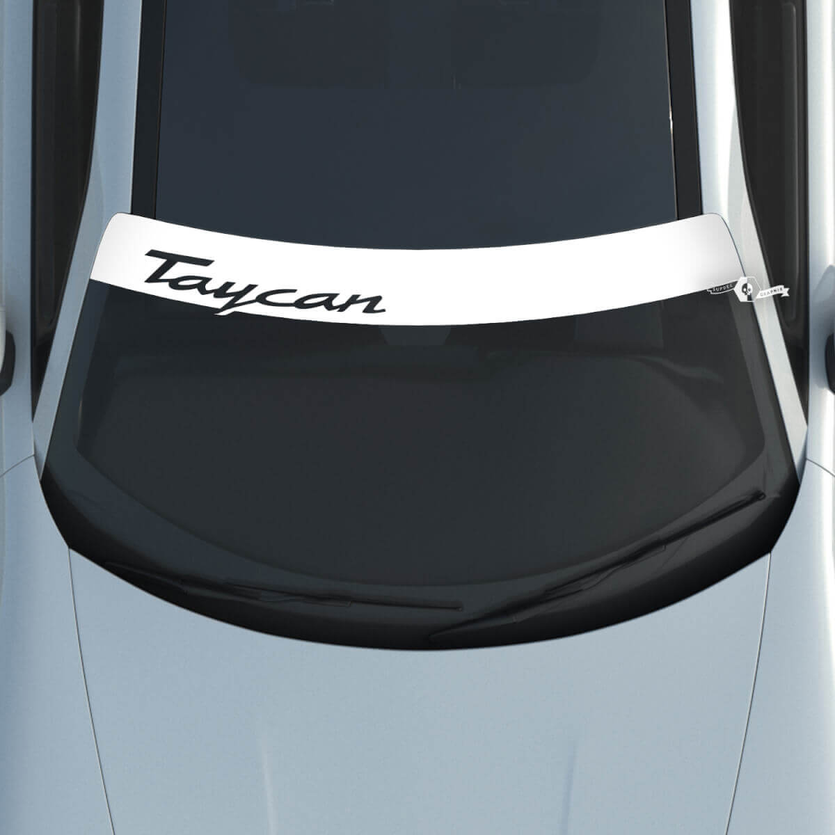 Porsche Taycan Logo Windshield with Background Stripes Kit Decal Sticker