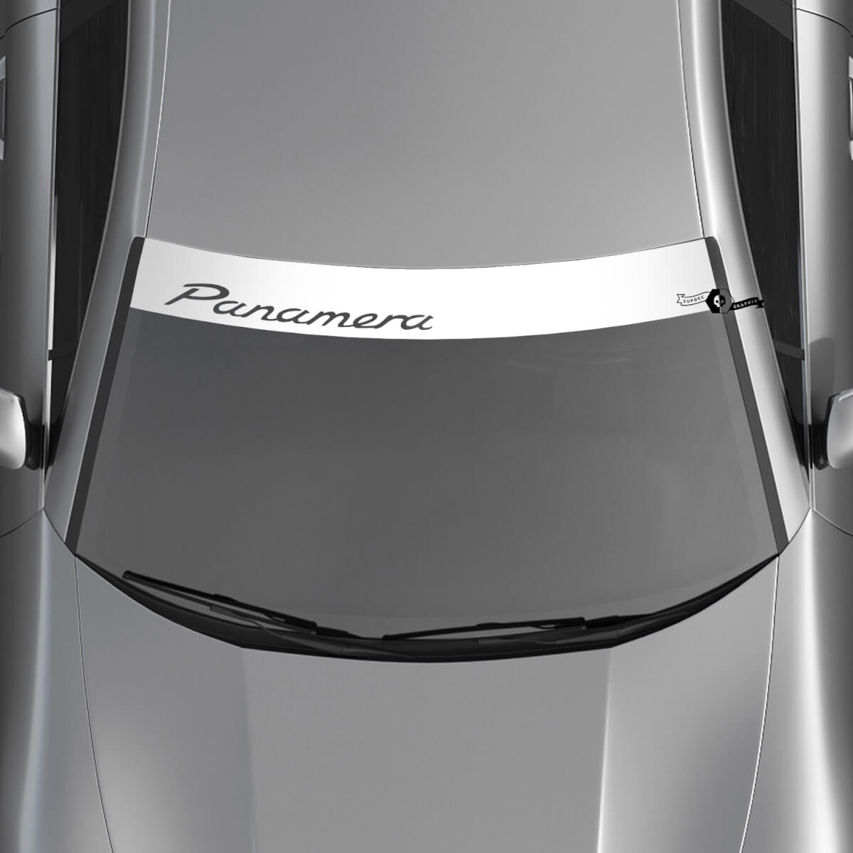 Porsche Panamera Logo Windshield with Background Stripes Kit Decal Sticker 2