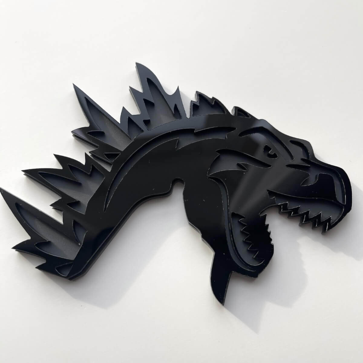 Custom 3D Badge Godzilla Angry logo Fender Badges Emblem Gray and Black