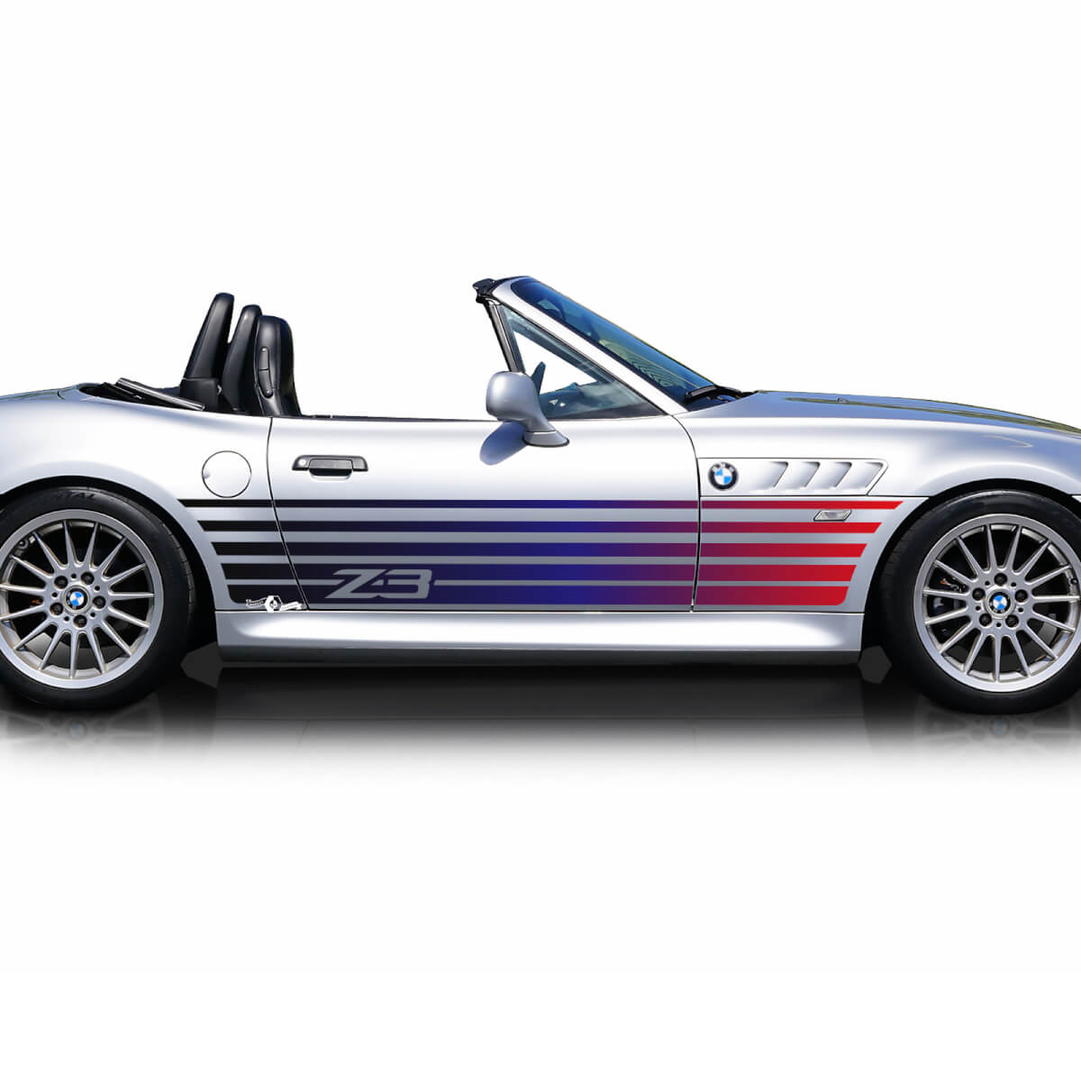 Strobe Stripes BMW Z3 Gradient Side Doors Stripes Vinyl Decal Sticker