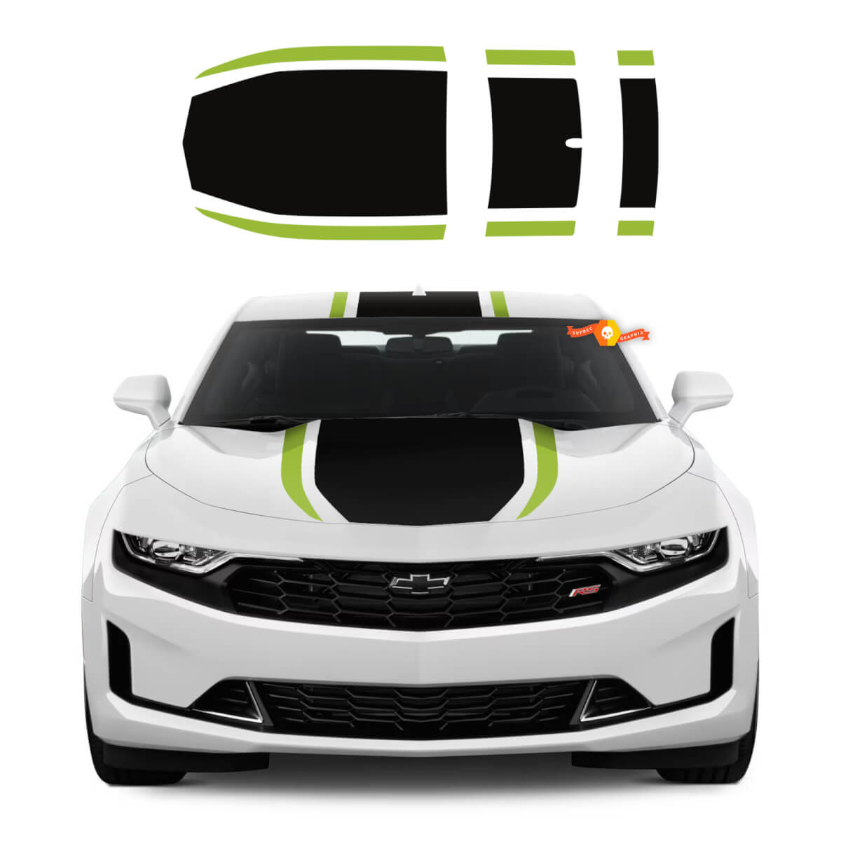 Kit for Chevy Camaro 2019 2022 Vinyl Decals Center Hood Roof Racing Rally Racing Stripes Decals Stickers 2 Colors