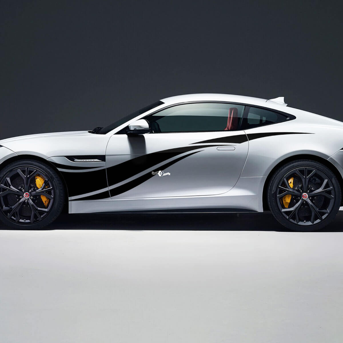 2x Jaguar F-Type R Side Racing Graphics Doors Side Wave Secal Vinyl Sticker